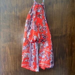 Floral Red Silk Scarf